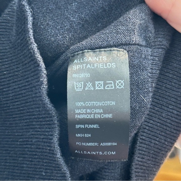 All Saints Men's Spun Funnel Sweater, Size L, Navy Blue - Picture 6 of 9